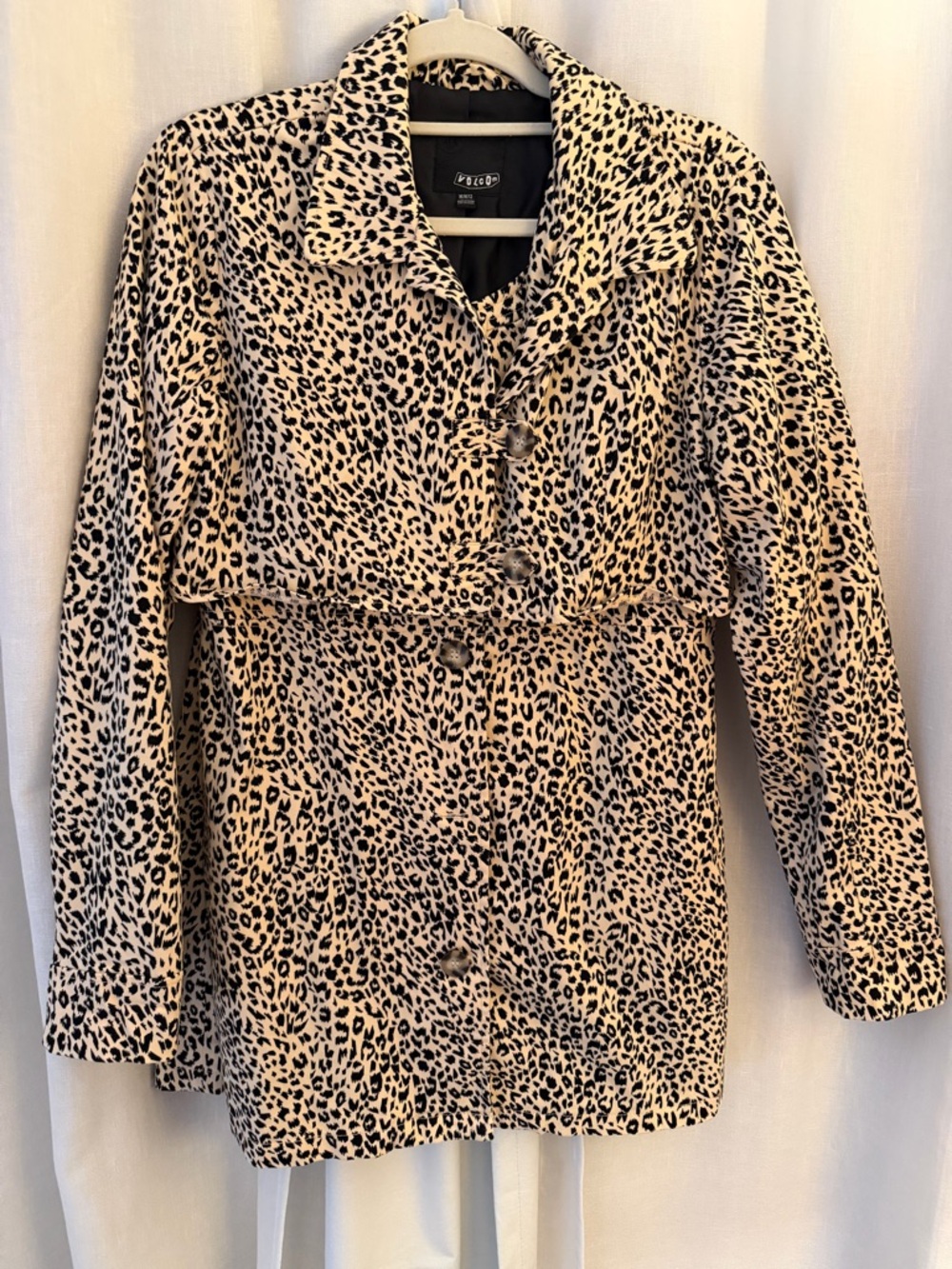 Volcom Leopard Print Button-Up Jacket in Cream and Black